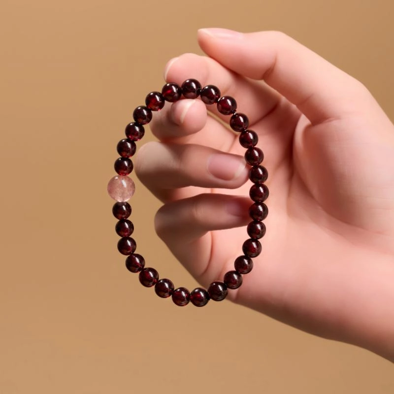 7A Garnet Bracelet (2) Grade 7A Garnet Bracelet Paired with 6mm Rose Quartz - Image 6