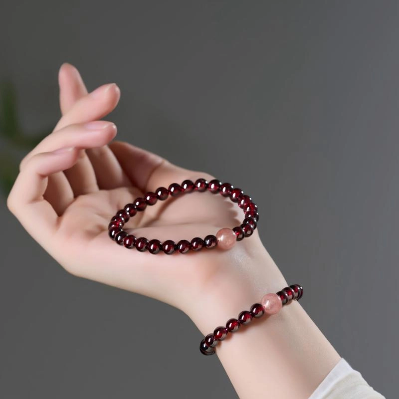 7A Garnet Bracelet (3) Grade 7A Garnet Bracelet Paired with 6mm Rose Quartz - Image 4