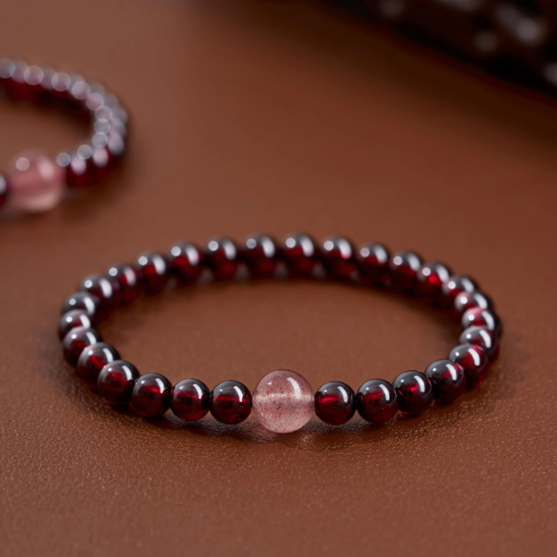 7A Garnet Bracelet (7) Grade 7A Garnet Bracelet Paired with 6mm Rose Quartz - Image 7
