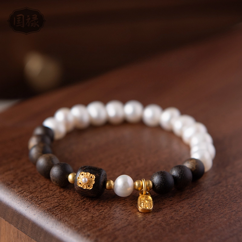 A+6 (6) 2025 New Model Pearl & Agarwood Bracelet - Image 1