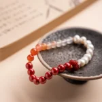 Agate & Pearl Bracelet With Cinnabar Red Lotu - Image 10
