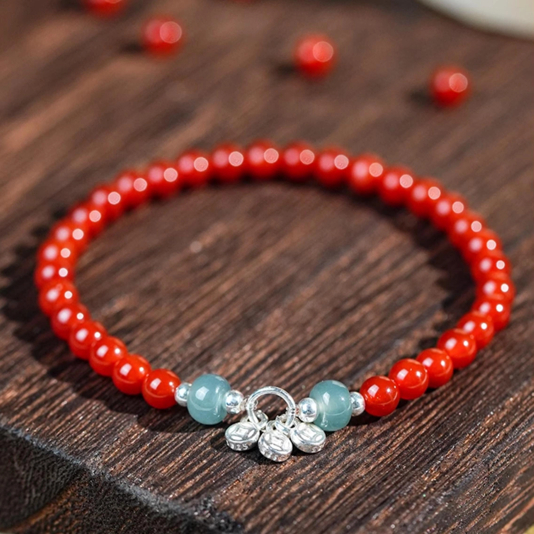 Agate Bracelet with Jade (5) Natural Red Agate Bracelet with Jade Accents - Image 6