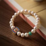 Turquoise & Pearl Bracelet With Enamel Decoration
