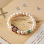 Turquoise & Pearl Bracelet With Enamel Decoration - Image 9