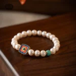 Turquoise & Pearl Bracelet With Enamel Decoration - Image 8