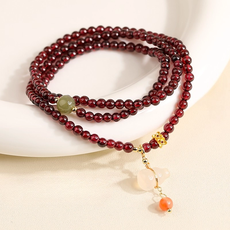 Garnet Bracelet Multi-Strand (1) Natural Garnet Bracelet Multi-Strand Layered Design - Image 7