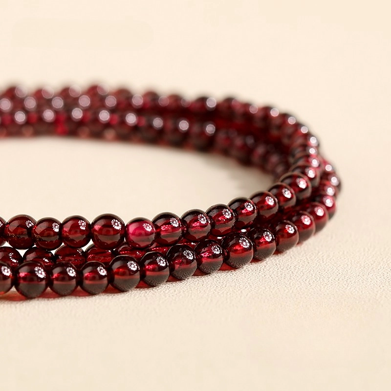 Garnet Bracelet Multi-Strand (3) Natural Garnet Bracelet Multi-Strand Layered Design - Image 8