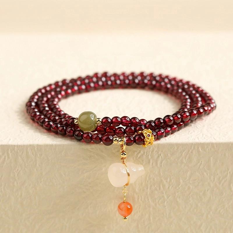 Garnet Bracelet Multi-Strand (6) Natural Garnet Bracelet Multi-Strand Layered Design - Image 1