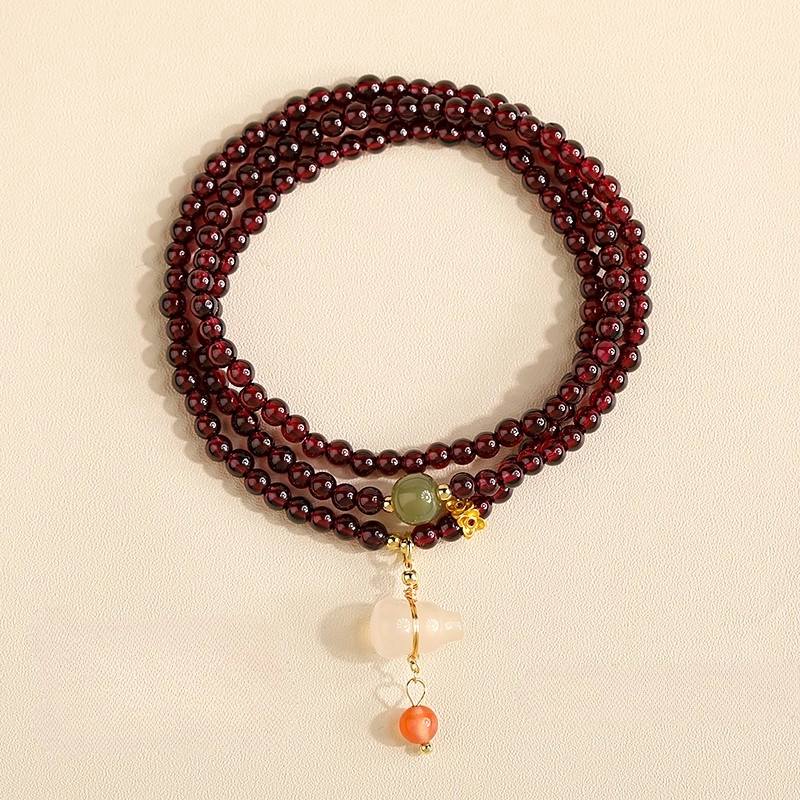 Garnet Bracelet Multi-Strand (7) Natural Garnet Bracelet Multi-Strand Layered Design - Image 6