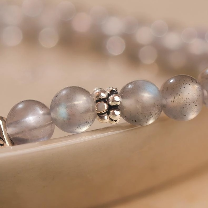 Natural Moonstone Bracelet (7) Natural Moonstone Bracelet with Aquamarine - Image 6