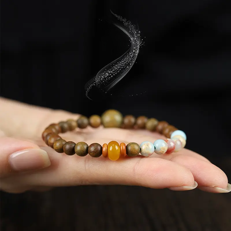 Natural Verawood Bracelet With Shoushan Stone (4) Natural Verawood Bracelet With Shoushan Stone - Image 3