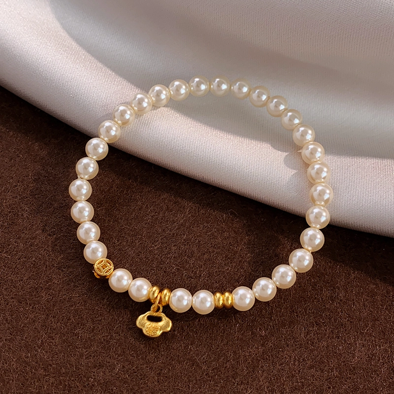 Pearl bracelet cloud (1) Pearl bracelet with silver-plated gold auspicious cloud pattern - Image 7