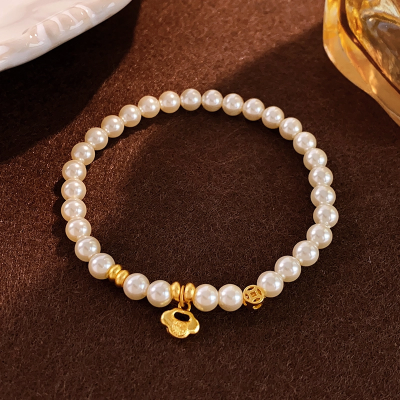 Pearl bracelet cloud (4) Pearl bracelet with silver-plated gold auspicious cloud pattern - Image 8