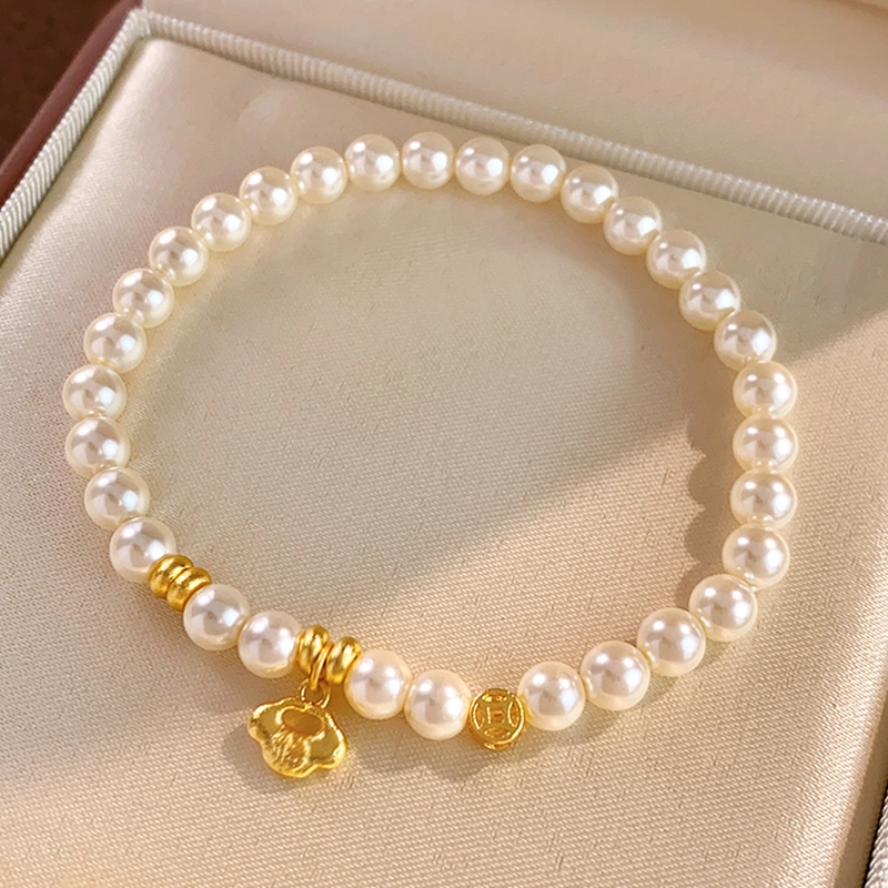 Pearl bracelet cloud (8) Pearl bracelet with silver-plated gold auspicious cloud pattern - Image 6