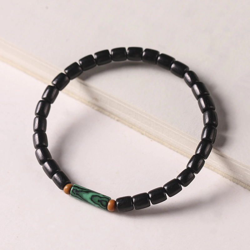 Precious Ebony Bracelet With 8mm Malachite (1) Precious Ebony Bracelet With 8mm Malachite - Image 4