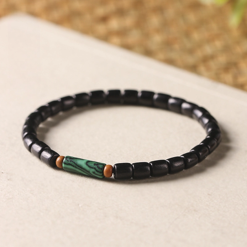 Precious Ebony Bracelet With 8mm Malachite (3) Precious Ebony Bracelet With 8mm Malachite - Image 1