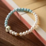 Pearl & Larimar Bracelet Enamel Craft - Image 4