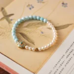 Pearl & Larimar Bracelet Enamel Craft