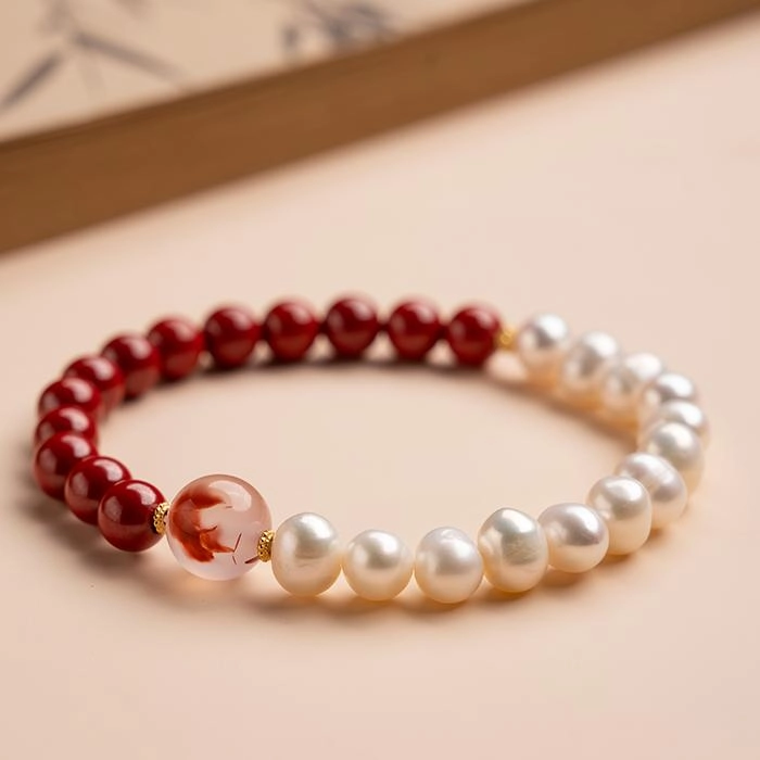 s925-1.jpg Pearl & Cinnabar Bracelet Pray For Blessings - Image 4