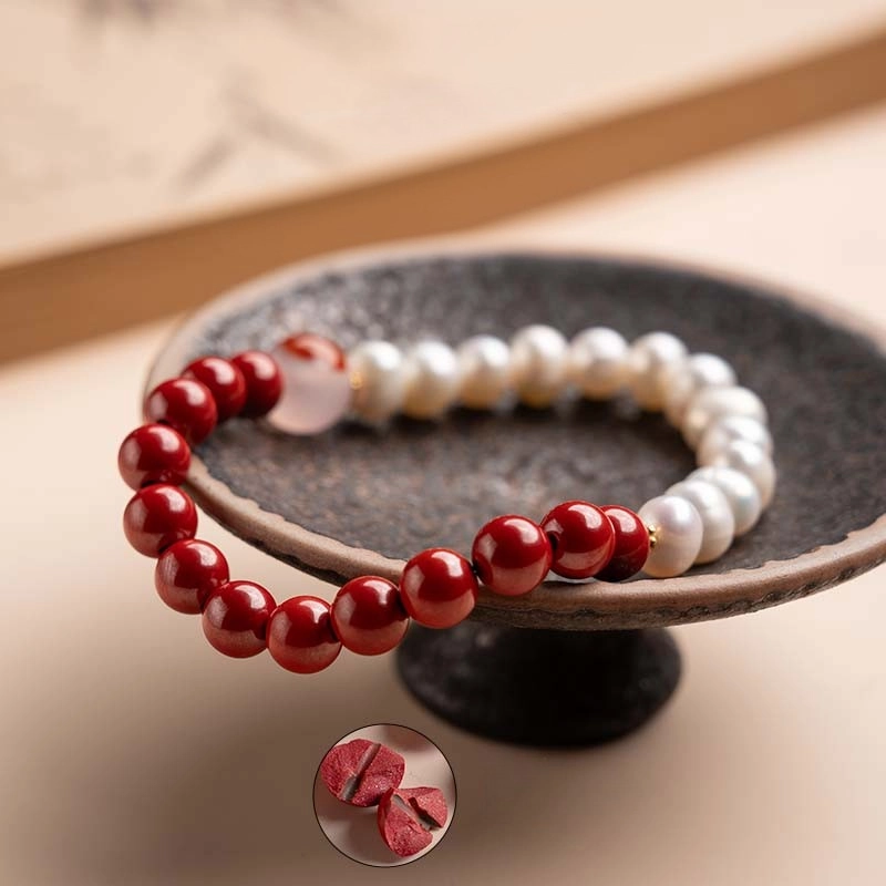 s925-5.jpg Pearl & Cinnabar Bracelet Pray For Blessings - Image 1