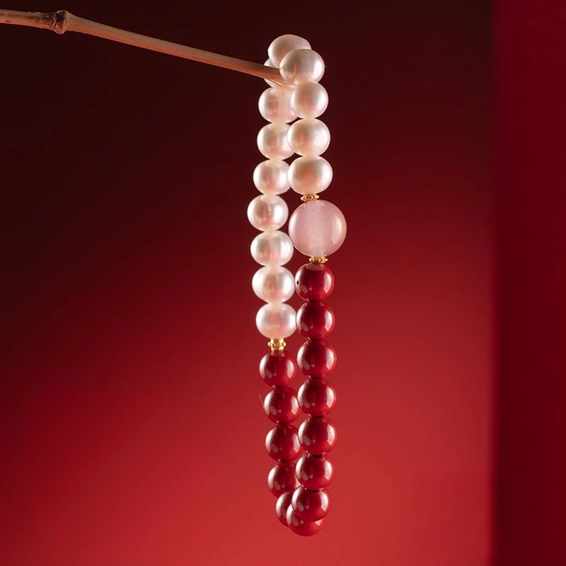 s925-6.jpg Pearl & Cinnabar Bracelet Pray For Blessings - Image 3