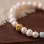 Natural Pearl Bracelet with Sea-Patterned Stone - Image 9