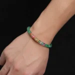 Rainbow African Green Jade Bracelet（6mm） - Image 3