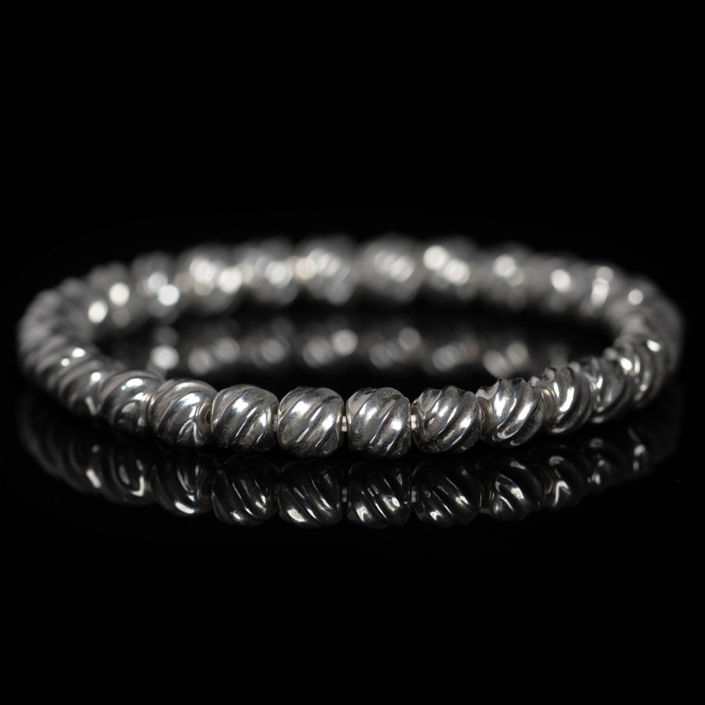 Twist-Silver-Bead-Bracelet.webp Twist Silver Bead Bracelet(7mm) - Image 1